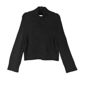 NEW, Reformation Brooke Crop Cashmere Turtleneck Sweater in Black Sz M #S8251